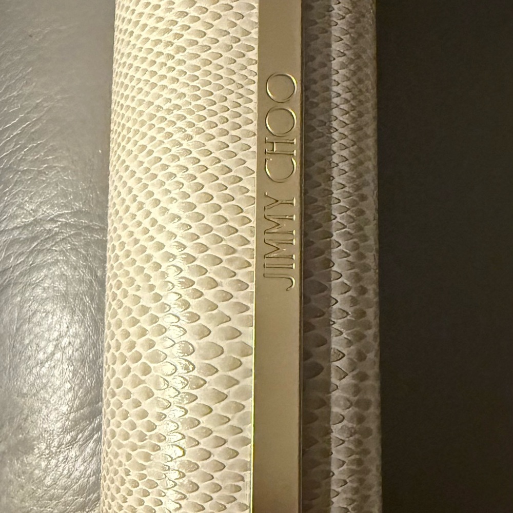 Jimmy Choo Beige Snakeskin glass case  with Gold Detail